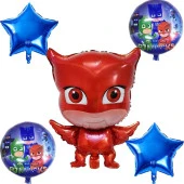 Pj Masks (Pijamaskeliler) 5li Folyo Balon Seti-Baykuş Kız - 1