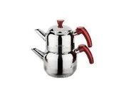 TANTİTONİ KIRMIZI ATHENA MİNİ BOY PASLANMAZ ÇELİK ÇAYDANLIK TAKIMI 650/1150ML - 1