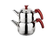 TANTİTONİ KIRMIZI ATHENA ORTA BOY PASLANMAZ ÇELİK ÇAYDANLIK TAKIMI 1100/1900ML - 1