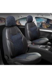 Ford Focus 4 Lotus Ön Koltuk Arkası Deri Oto Kılıfı Fermuarlı Süet Siyah - 2