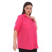 %100 Cotton Büyük Beden Natural Gömlek - 3