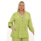 Büyük Beden Viscose Cepli Ceket - 1