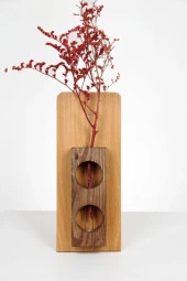 Aysem Wood Duvar Dekorasyonu Ahşap tabanlı Vazo - 1