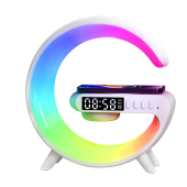 15W G Şekli LED Kablosuz Şarj Özellikli Hoparlör Renk Değiştirme Çalar Saat Şarj Standı Hoparlör - 1
