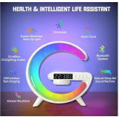 15W G Şekli LED Kablosuz Şarj Özellikli Hoparlör Renk Değiştirme Çalar Saat Şarj Standı Hoparlör - 2