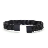 316L Çelik Siyah Halat Model Erkek Kelepçe Bileklik EBLK-414 thumbnail 1