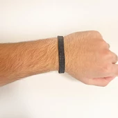 316L Çelik Siyah Halat Model Erkek Kelepçe Bileklik EBLK-414 thumbnail 2