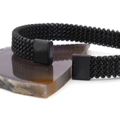 316L Çelik Siyah Halat Model Erkek Kelepçe Bileklik EBLK-414 thumbnail 4