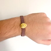 316L Çelik Kahverengi Aslan Figürlü Erkek Kelepçe Bileklik EBLK-418 thumbnail 2