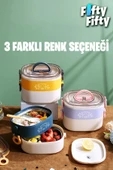 Vagonlife 1200 ML İki Kat Üç Bölme Paslanmaz Çelik Bento Lunch Box Yeni Nesil Sefer Tası-ÇatallıKaşık-FFLBOX50251 - 8