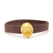 316L Çelik Kahverengi Aslan Figürlü Erkek Kelepçe Bileklik EBLK-418 thumbnail 1