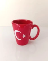 Bardak 200 ml Seramik Kupa Türk Bayrak Ay Yıldız Çay Kahve Su - 4