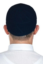 Gold Lüks Dantel Örme Namaz Takkesi Lacivert 1 Adet thumbnail 3