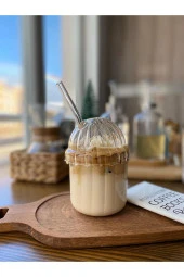 1 Adet Kapaklı Pipetli Pinterest Bardak | Soğuk Kahve Ve Sunum Bardağı | 430 ml - 1