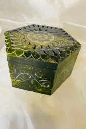 Doğal Taş Obsidyen Mücevher Kutusu El işi - 2