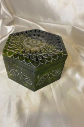 Doğal Taş Obsidyen Mücevher Kutusu El işi - 4