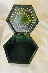 Doğal Taş Obsidyen Mücevher Kutusu El işi - 5