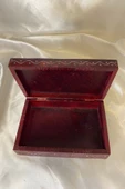 Doğal Taş Obsidyen Mücevher Kutusu El işi Kırmızı - 3