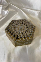 Doğal Taş Obsidyen Mücevher Kutusu El işi Kahve - 3