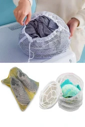 3lü Yıkama File Seti - Ayakkabı Filesi-Plastik Aparatlı Sütyen Yıkama- Çamaşır Yıkama Filesi - 3