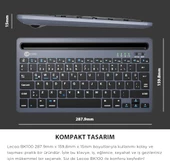 Lenovo Lecoo BK100 Çoklu Cihaz ile Uyumlu Şarj Edilebilir Akıllı Uyku Modlu Telefon/Tablet Tutucu Kart Yuvası 40 Saat Çalışma 78 Tuş Kompakt Ultra İnce Kablosuz Bluetooth QWERTY Türkçe Q Klavye Gri - 4