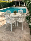 Ferforje görünümlü Plastik Yuvarlak İstanbul Masa Sandalye Takımı 1 Masa 4 Sandalye Balkon, Bahçe Mobilyası - 10