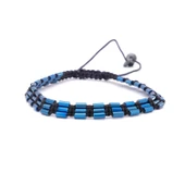 Mavi Hematit Doğal Taş Asansörlü Erkek Bileklik  EBLK-201 thumbnail 1