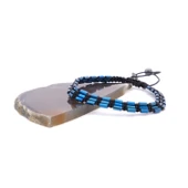 Mavi Hematit Doğal Taş Asansörlü Erkek Bileklik  EBLK-201 thumbnail 3