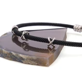 316L Çelik Düğüm Detaylı Siyah Erkek Kelepçe Bileklik EBLK-423 thumbnail 5