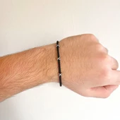 316L Çelik Düğüm Detaylı Siyah Erkek Kelepçe Bileklik EBLK-423 thumbnail 2