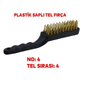 Tel Fırça Plastik Saplı Kir Pas Mangal Barbekü Izgara Çok Amaçlı Temizleme Fırçası No 4 - 4