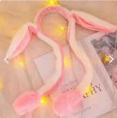 Taç Işıklı Hareketli Kulaklı Peluş Sevimli Tavşan Kulak Kız Çocuk - 1