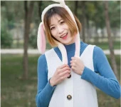 Taç Işıklı Hareketli Kulaklı Peluş Sevimli Tavşan Kulak Kız Çocuk - 3