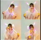 Taç Işıklı Hareketli Kulaklı Peluş Sevimli Tavşan Kulak Kız Çocuk - 6