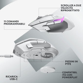 Logitech G G502 X Plus Kablosuz HERO 25K Sensörlü RGB Aydınlatmalı Oyuncu Mouse - Beyaz OUTLET - 7