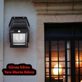 Güneş Enerjili Dış Aydınlatma 3 Modlu Işıklandırma Sensörlü Sarı Işıklı Aplik 5 W Portatif Fener Lamba thumbnail 6