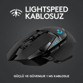 Logitech G G502 LIGHTSPEED 25.600 DPI Yüksek Performanslı Kablosuz Oyuncu Mouse - Siyah OUTLET - 2