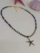 Lapis Taşı 3mm Deniz Temalı Tasarım Kolye  (49814) thumbnail 6