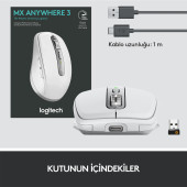 Logitech MX Anywhere 3 Kompakt Kablosuz Mouse - Beyaz OUTLET - 9