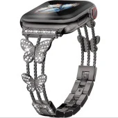 Apple Watch Seri 2/3/4/5/6/7/8/9/se 38 40 41mm Uyumlu Metal Ayarlanabilir Kelebekli Kordon - 4