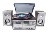 Knstar KN-120 Kumandalı Hoparlörlü Bluetoothlu CD'li Kaset Usb Radyo Özellikli Pikap - 1