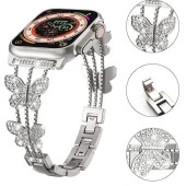 Apple Watch Seri 2/3/4/5/6/7/8/9/se 42 44 45 49 mm Uyumlu Metal Ayarlanabilir Kelebekli Kordon - 1