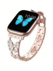 Apple Watch Seri 2/3/4/5/6/7/8/9/se 42 44 45 49 mm Uyumlu Metal Ayarlanabilir Kelebekli Kordon - 5