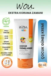 WOU World of Unique Kıds Yüksek Koruma Etkili Spf50 Çocuk Güneş Kremi 50ml - 1