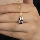 Gümüş Gold Erkek Çocuk Pabuç Kadın Kolye - 3