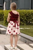 Kız Çocuk Tek Omuz ve Göğsü Fırfır Detaylı Eteği Pauntiyeli Bordo Elbise thumbnail 5