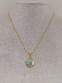 Amazonit Taşı Kolye Ucu Yonca Temalı Altın Kaplama Zincirli (49806) thumbnail 2