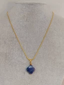 Lapis Taşı Kolye Ucu Yonca Temalı Altın Kaplama Zincirli (49800) thumbnail 2