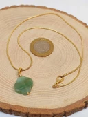 Aventurin Taşı Kolye Ucu Yonca Temalı Altın Kaplama Zincirli (49796) thumbnail 3