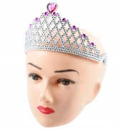 Fuşya Kalpli Gümüş Renk Kraliçe Tacı Prenses Tacı thumbnail 2